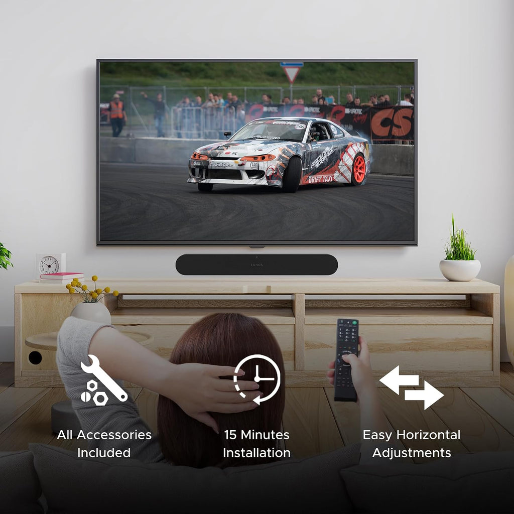 Sound Bass Soundbar Mount for Sonos Ray Sound Bar, Easy Install, Black | Includes All Necessary Mounting Hardware, Floating Style Soundbar Wall Bracket for Under TV or Above, Easy to Install, Black