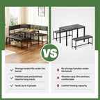 Concho Kitchen Breakfast Nook Table Set with Soft Seat, Corner Dining Table Set for 4-6 People, Dining Room Sets for 4, Space Saving Kitchen Booth Seating with Table for Small Space, Coffee Brown
