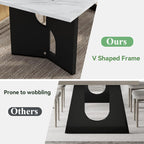 86.6" Modern Dining Table for 6-10 People,Long Kitchen Tables with Wooden Black V Shaped Frame Legs,Rectangular Dinner Table with Imitation Marble Tabletop for Kitchen, Dining Room（Only Table
