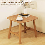 HEAH-YO Natural Wood End Table, 20" Farmhouse Side Coffee Table for Small Space, Space-Saving Nightstand for Living Room Bedroom Dorm, 20" W x 20" D x 18" H
