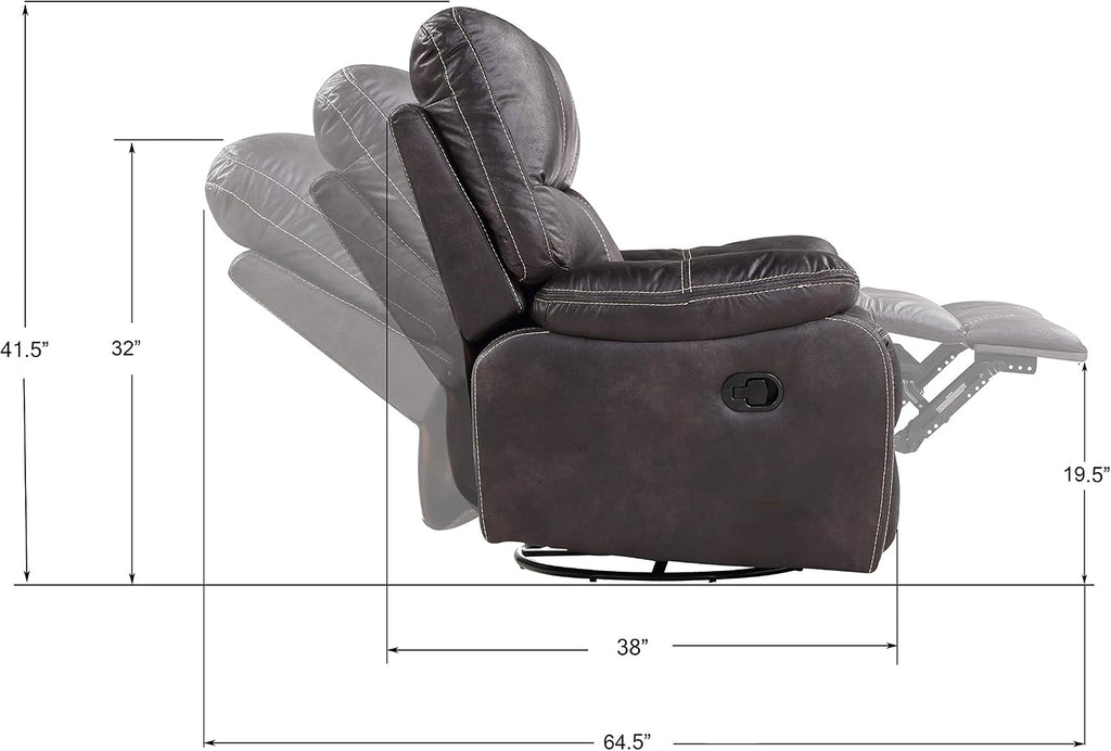Wallace & Bay Hooper Swivel Recliner Glider, Dark Gray