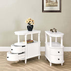PADMA HOUSE Solid Wood End Table with 2 Drawers, Narrow Sofa Side Table Slim Chair Side Table with Storage Shelf, Vintage Slim Nightstand Bedside Table, White，BG-A508-WT