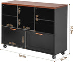 40" Lateral File Cabinet,Farmhouse Wood Small Home Office Storage with Wheels,Filing Cabinet with 2 Drawers for Legal/Letter/ A4 Size