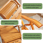 Bamboo Rocking Chair with headrest and footrest, Foldable and Requires no Assembly, Suitable for Living Rooms, Balconies, Gardens, and Outdoors Primary Color