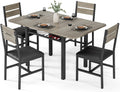 MapleGrace Extendable Dining Table Set for 4 with Storage Rack, 5-Piece Kitchen Table with 4 Upholstered Chairs, Metal Frame & MDF Board, Space-Saving for Small Apartment, Gray