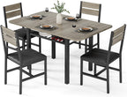 MapleGrace Extendable Dining Table Set for 4 with Storage Rack, 5-Piece Kitchen Table with 4 Upholstered Chairs, Metal Frame & MDF Board, Space-Saving for Small Apartment, Gray