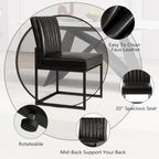 SIMTONAL Black Dining Chairs Set of 4, Modern Comfortable Upholstered Chairs, PU Leather Kitchen & Dining Room Chair with Black Finish Metal Frame