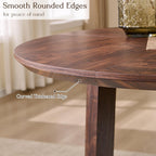 OKD 47" Dining Table for 4-6, Round Dining Room Table with Triangular Structure Pedestal Stable Base, Curved Table Edge, Circle Kitchen Tables for Dining Room, Kitchen, Dark Walnut