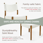 KISLOT Dining Chairs Set of 4, Ergonomic Upholstered Wood Chairs, White | Mid Century Modern Dining Room Chairs, Ergonomic Farmhouse Kitchen Chairs with Solid Rubber Wood Frame, Antique Walnut Leg