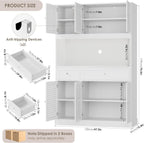 HIFIT 71" Tall Kitchen Pantry Cabinet with Spacious Countertop, 47.2" Wide Kitchen Hutch with Coffee Bar, Farmhouse Shoe Storage Cabinet for Entryway, White