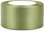 Olive Green Solid Satin Ribbon 2 Inch 25 Yards Solid Polyester Fabric Ribbon for Gift Wrapping Wedding Christmas Baby Shower Birthday Party Decoration Handmade Immortal Flower Craft