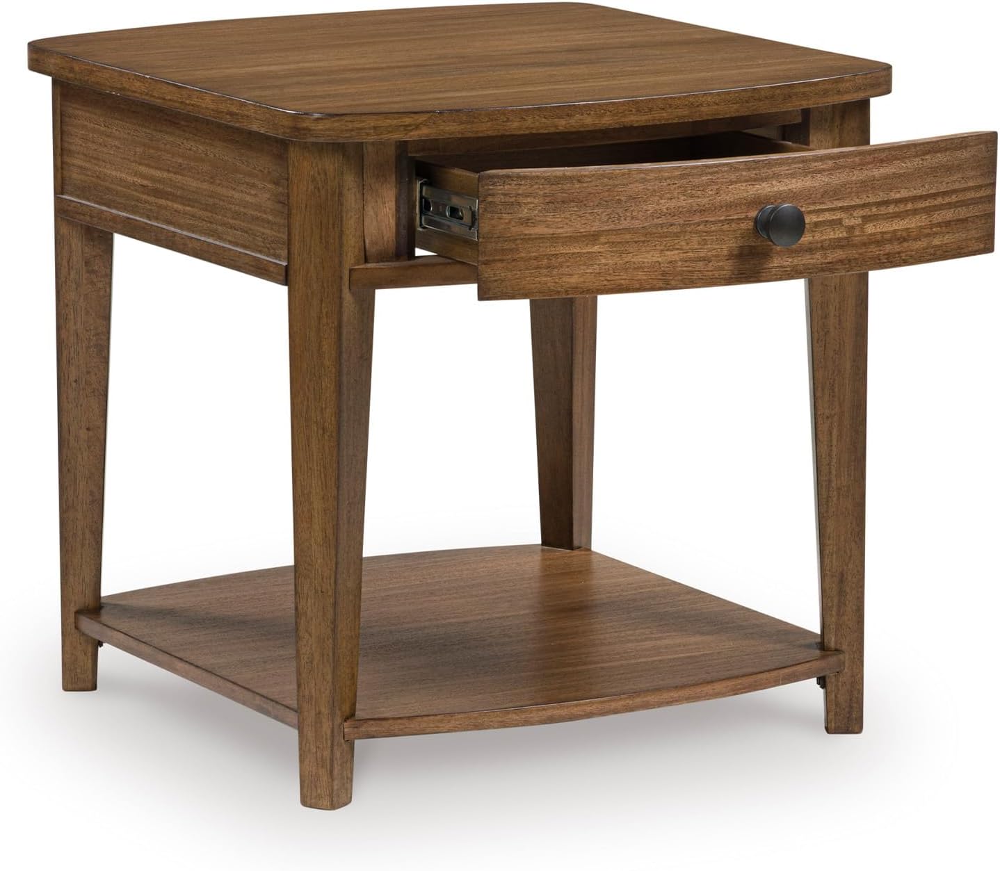 Signature Design by Ashley Burkbyer Classic End Table with Storage, Medium Brown