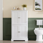ChooChoo Bathroom Floor Cabinet, Modern Bathroom Storage Cabinet with 4 Doors and Adjustable Shelves, Freestanding Cupboard for Living Room, White | Bathroom Storage Cabinet, 4 Doors, Freestanding Cupboard for Living Room, White
