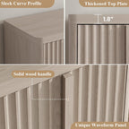 Fluted Buffet Cabinet with Storage, 120" Sideboard Buffet Storage Cabinet with 8 Doors & Solid Wood Handle, Coffee Bar Wood Credenza Cabinet for Kitchen, Living Room, Hallway, White Alder(2PCS)