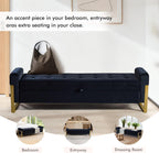 67" Storage Bench for Bedroom, King Size End of Bed Bench, Upholstered Storage Ottoman Bench with Golden Metal Legs, Bedroom Bench for Entryway, Black