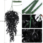 RECUTMS Artificial Plant Hanging Eucalyptus Leaf Fake Outdoor Faux Plastic Greenery for Wall House Room Patio Indoor Home Shelf Office Decor (Black)