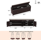 HOMEFORT 54.4" Shoe Bench with Lift Top Storage, Entryway Bench with Cushioned Seat, Wooden End of Bed Bench, Shoe Cabinet Bench with Hidden Storage Space, for Bedroom, Hallway,Espresso
