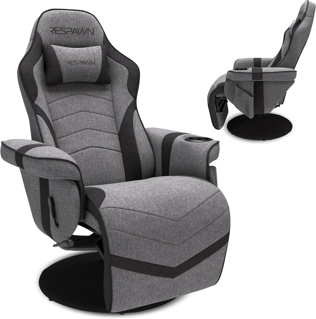 RESPAWN 900 Gaming Recliner Chair with Footrest, Cup Holder and Swivel | Ergonomic gaming recliner with footrest, cup holder, lumbar support, 135° recline & 360° swivel for console gaming