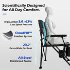 XL Premium Camping Chair - 400lb Capacity, Oversized 23.7" Wide Seat, Heavy Duty 600D Oxford Fabric, Padded Camping Chair Portable for Outdoor, Beach, Tailgate Parties Black/Blue