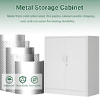 CJF Pantry Cabinet, Metal Pantry Storage Cabinets with Doors and 2 Adjustable Shelves, 36" H Locking Cabinet for Kitchen Storage, Home, Garage, Utility Room and Basement, White