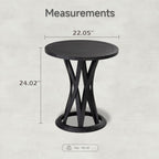 COZAYH Round Farmhouse End Table with Crisscross Pedestal Base, Distressed Finish Side Table Rustic Accent Table for Living Room, Pine Wood, Black