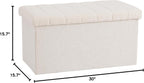 Seville Classics Cushioned Fabric Ottoman Hidden Storage Chest Footrest Chair, Padded Seat for Bedroom, Dorm, Loft, Living Room, Entryway, Hallway, White Boucle, 30" Bench