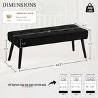 LOULENS 44'' Velvet Entryway Bench, Modern Upholstered Buttons Tufted End of Bed Bench with Solid Wood Legs, Comfortable Bed Ottoman for Bedroom, Living Room, Entryway, Hallway, Black