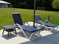 PURPLE LEAF Lounge Chair Outdoor Set of 2 w/Armrest & 1 Table, Navy Blue | Sleek, modern curves add a resort-style aesthetic that instantly upgrades the overall look of your backyard oasis