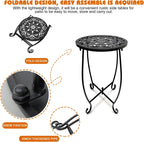 Fashion&cool Outdoor Side Tables, Weather Resistant Metal Patio Side Table, Small Round Outdoor End Table Side Table for Patio Yard Porch Balcony Garden Bedside, Plant Stand for Indoor Outdoor