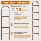 Sintuff Arched Blanket Ladder for Living Room, 5.5ft Wooden Blanket Rack, 5-Tier Natural Leaning Ladder Shelf for Farmhouse Bedroom Living Room Bathroom Decor(Arch,Brown)