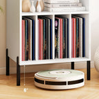Tangkula Record Player Stand, Turntable Side Table Nightstand w/Charging Station & Vinyl Record Storage Cabinet Holds up to 150 Albums, Record Player Holder for Living Room (White, 31" H)