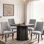SoarFlash Kitchen Table and Chairs for 4, 47" Dining Table Set for 4 with Velvet Upholstered Chairs, 5 Piece Round Kitchen Table Set, Dining Room Table Set for Small Space, Apartment