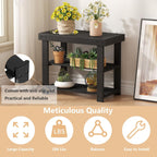 Sweetcrispy Shoe Rack Bench, 3-Tier Bamboo Entryway Storage Organizer, 286lb Capacity, Shoes Stand for FrontDoor Entrance, Bedroom, Living Room, Bathroom, Balcony, 19 Inches Length, Black