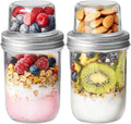 ComSaf 2-Pack 20 oz Overnight Oats Containers with Lids On-The-Go Dual-Laryer Yogurt Parfait Cups with Dry and Wet Separation Mason Jars for Chia Pudding Cereal Nut Fruit Meal Prep Salad