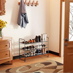 SUFAUY 3-Tier 33" Wide Shoe Rack, Closet Metal Shoe Rack Organizer Heavy Duty, Stackable, Black