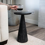 Maven Lane Wood Side Table, 12" Round, Modern Farmhouse Accent Table, Circular Rustic Industrial End Table for Living Room, Family Room, Bedroom, Small Spaces, Owen Drink Table (Aged Black)