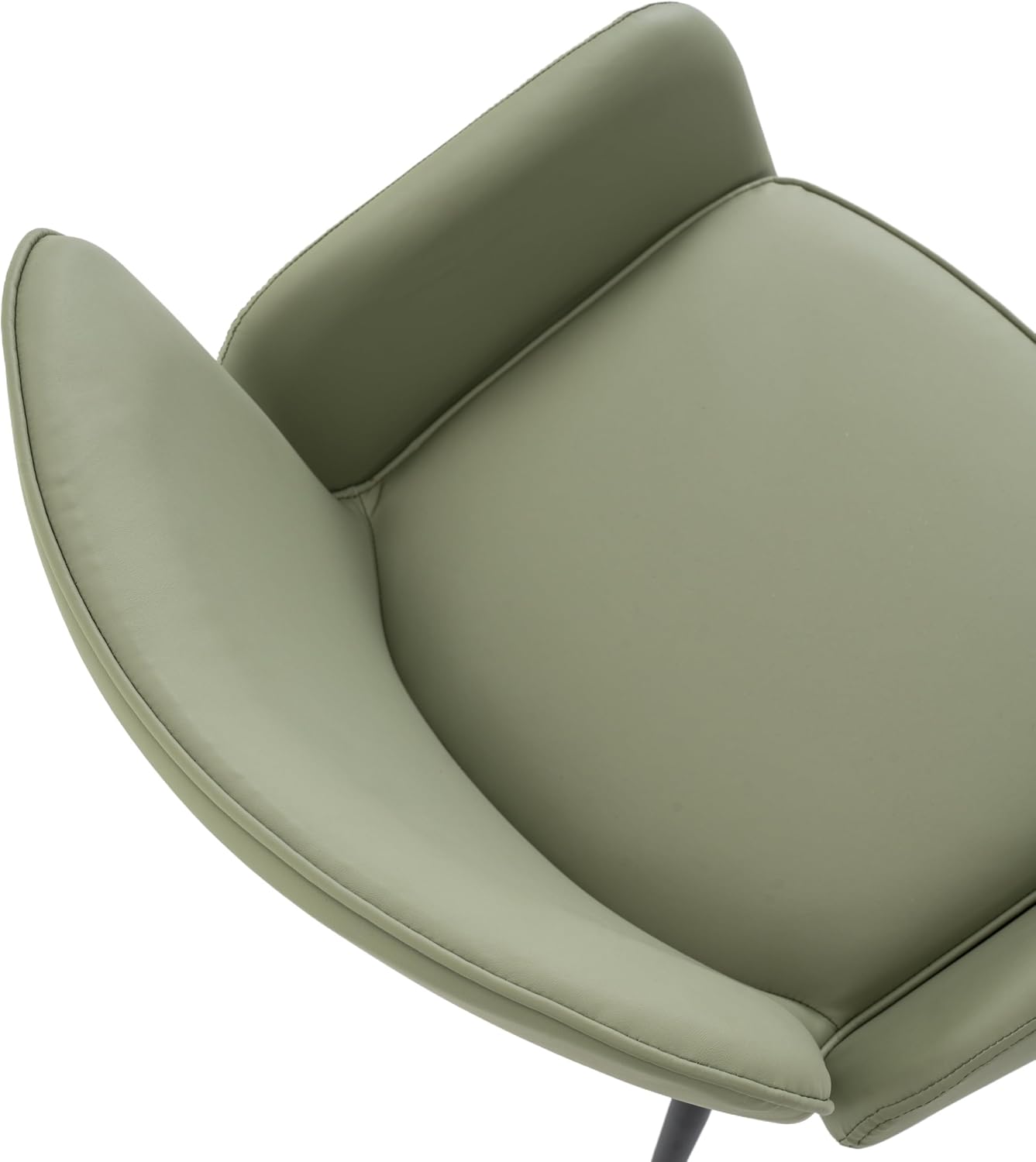 VKNOW Modern Faux Leather Dining Chairs Set of 4 with Armrest, Green | Armed Dining Room Chairs with Metal Legs, Kitchen Chairs for Restaurant Kitchen Living Room