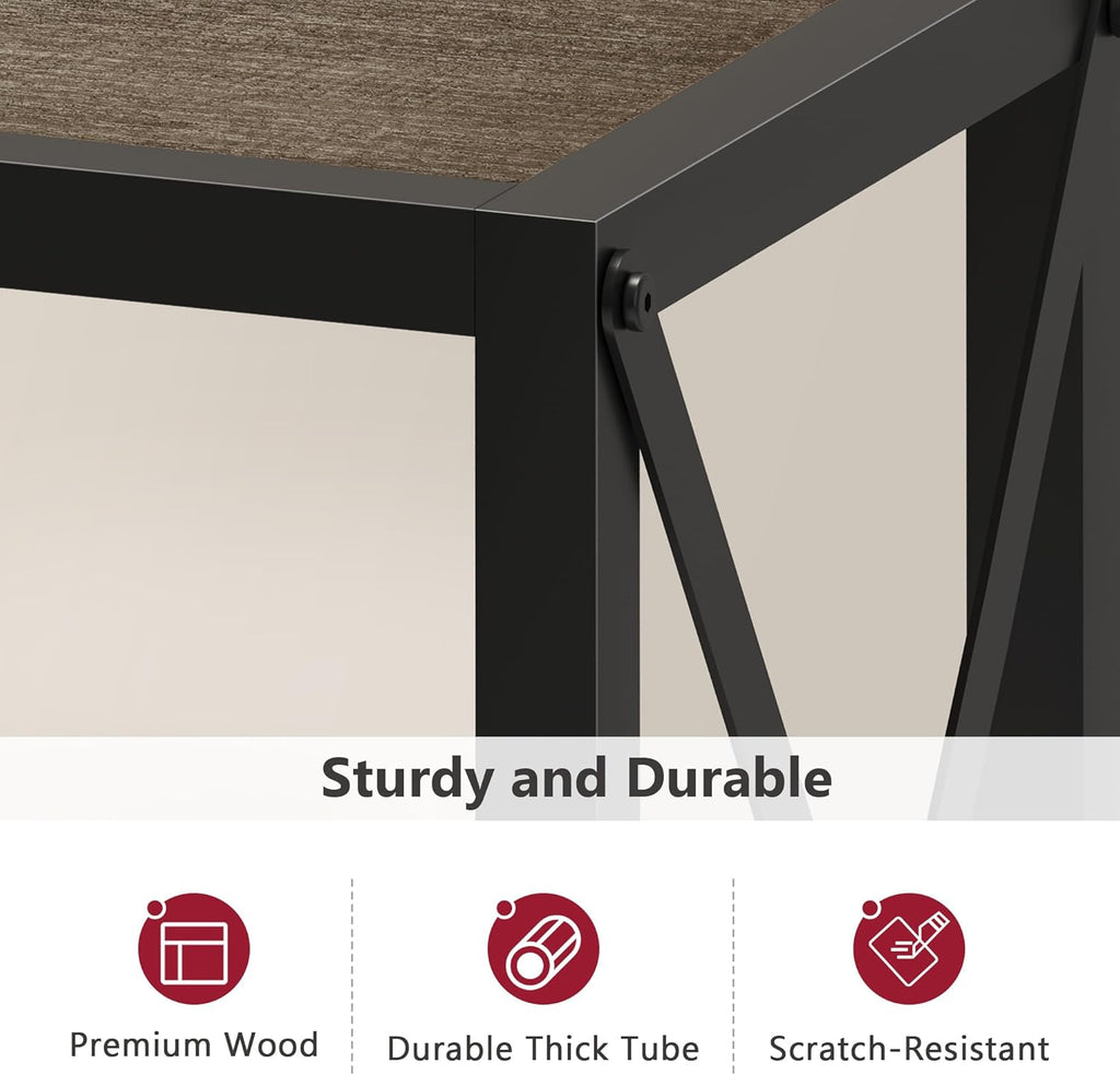 Tajsoon Industrial Console Table 41.8", 2 Tier Entryway Table with Storage Shelves, Narrow Sofa Table with Stable X-Frame, for Living Room, Hallway, Foyer, Office, Dark Grey
