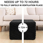 Fluffy Square Ottoman Pouf with All-in-One Foam Filling 20 x 14 Inches Furry Ottoman Foot Rest Foot Stool for Living Room or Bedroom (Black)