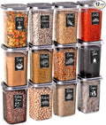 "12-Piece 40 OZ BPA-Free Airtight Food - Food Storage Containers With Lids, Flour, Pantry Storage Includes 20 Reusable Washable Labels, Kitchen Organizer