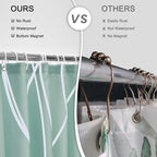 Punkray Light Green Shower Curtain for Bathroom with Hooks Shower Curtain Set, White Stripe Bath Curtains Decorative Shower Curtains Water Repellent Washable, 72 x 72