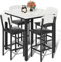 AWQM 5-Piece Dining Table Set, Kitchen Table Set for 4 (White) | Counter Height Table & 4 Upholstered Bar Stools, Compact Dining Set for Small Spaces, Dining Room, Kitchen，Easy to Assemble