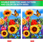 Fall sunflower garden flag 12x18 Double Sided Vertical, Small monarch Butterfly Floral Flower Welcome Garden Yard House Flags Outside Outdoor House sunflower Spring Summer Decor
