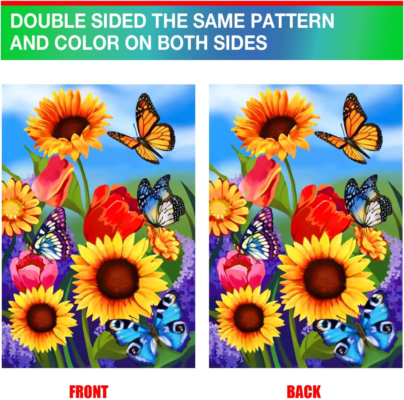 Fall sunflower garden flag 12x18 Double Sided Vertical, Small monarch Butterfly Floral Flower Welcome Garden Yard House Flags Outside Outdoor House sunflower Spring Summer Decor