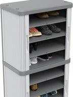 Terry, Rolling Space Cab 2, Indoor and Outdoor 2-Compartment Cabinet with Two Sliding Doors, 2 Adjustable Internal Shelves, Grey, in Recycled Plastic, Dimensions: 59x36x115 cm