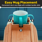 FUN FOREST Bamboo Cup Couch Holder - Non-Slip Furniture Protector, Sofa Armrest Table for Mugs & Tumblers – Weighted 16” Large Natural Bamboo Holder for Recliners and Loveseats