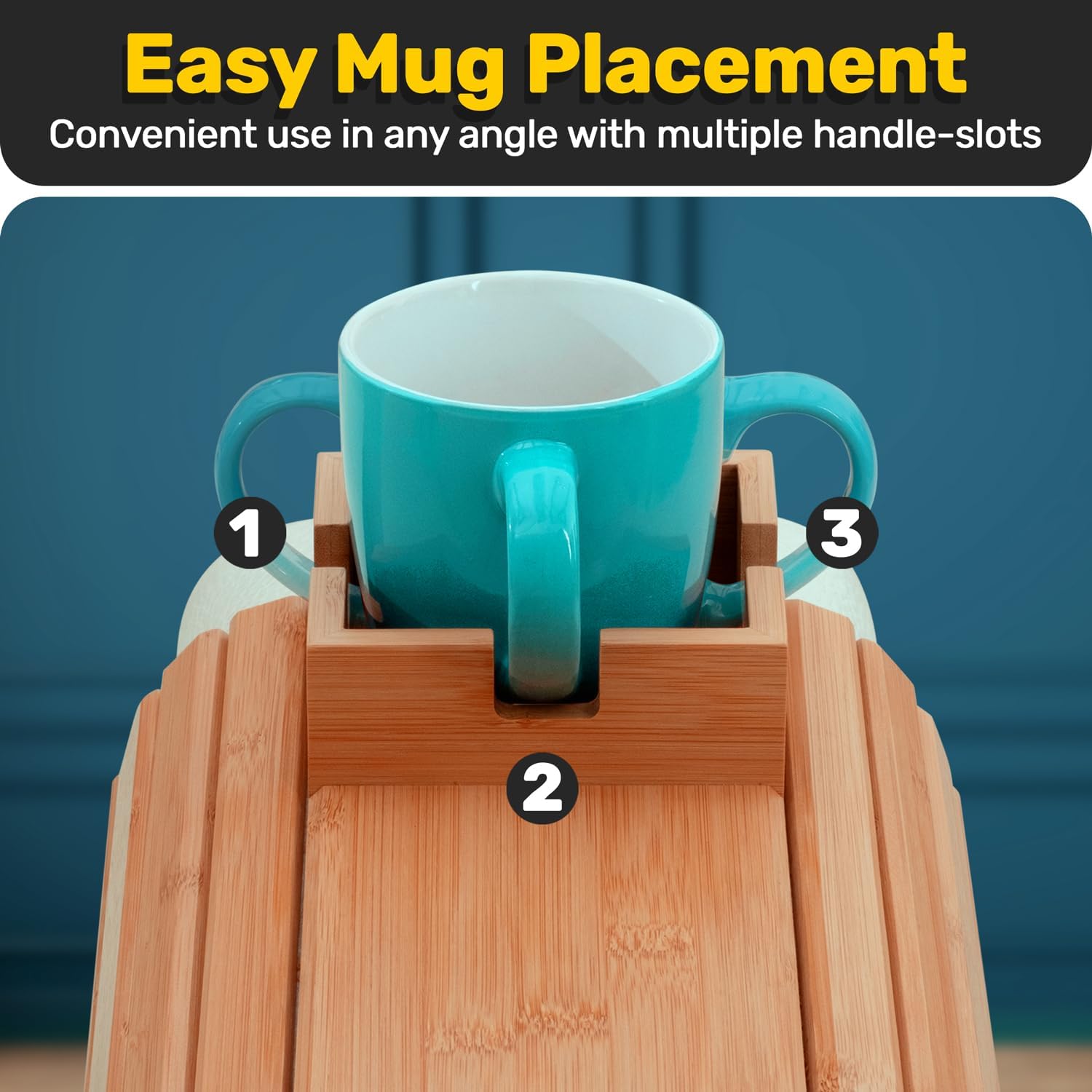 FUN FOREST Bamboo Cup Couch Holder - Non-Slip Furniture Protector, Sofa Armrest Table for Mugs & Tumblers – Weighted 16” Large Natural Bamboo Holder for Recliners and Loveseats