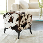 Faux Cowhide Ottoman, Upholstered Foot Stool,Animal Print Ottoman - 16 x 16 x 17 Inches, Cube Footrest with Solid Metal Legs for Living Room,Bedroom & Entryway (Coffee)