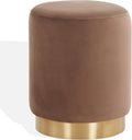 SAFAVIEH Couture Collection - Elsworth Brown Velvet Ottoman with Brass Base, Modern Accent Seat, Fully Assembled (SFV3558F)