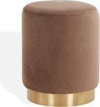 SAFAVIEH Couture Collection - Elsworth Brown Velvet Ottoman with Brass Base, Modern Accent Seat, Fully Assembled (SFV3558F)